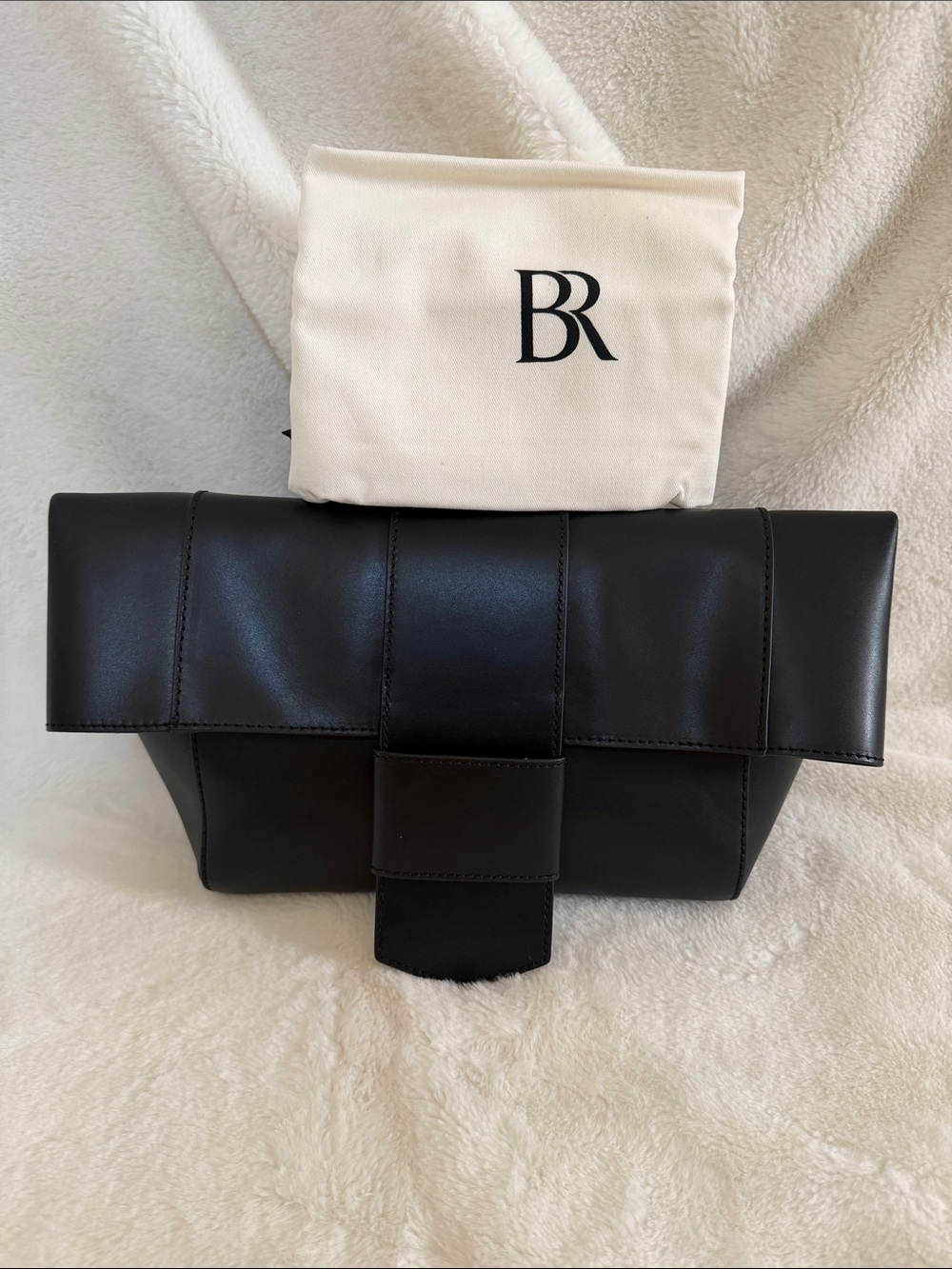 Banana Republic Black Foldover Leather Clutch